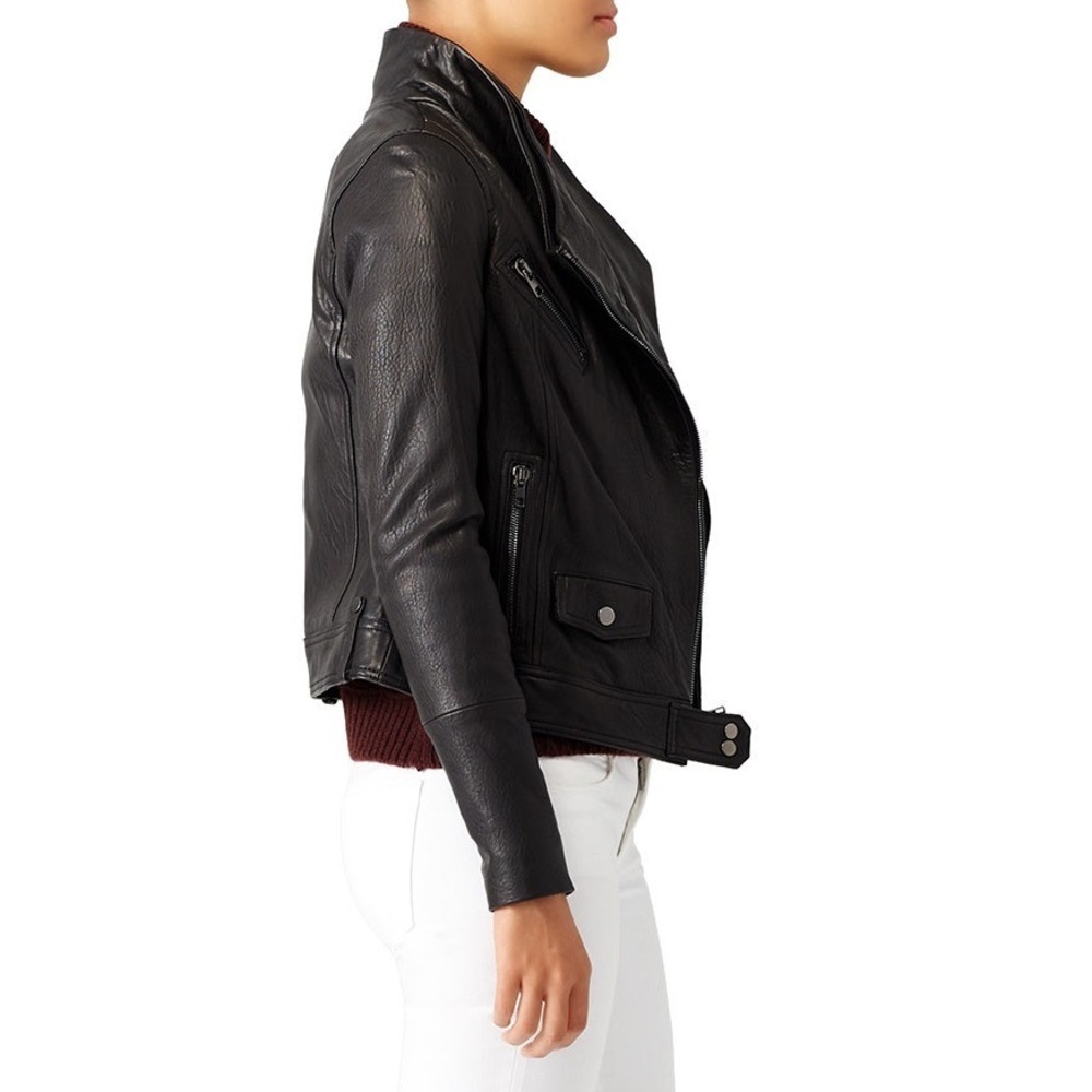 Vince Black Leather Moto Jacket - Picture 3 of 8